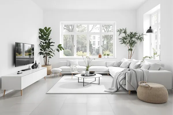 Warme Betonlook PVC vloer - €75-82/m² Warme betonlook PVC vloer in gezellige Scandinavische woning Rotterdam met houten meubels, zachte textiel, natuurlijke materialen, warme ondertonen, uitnodigende sfeer, comfortabel wonen